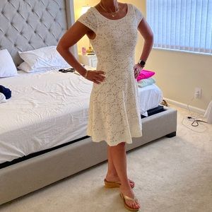 Maeve cream colored cap sleeve dress